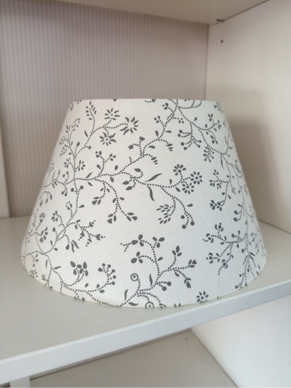 IKEA | Small White Lampshade With Light Gray Dotted Vines Floral Minimalist GUC